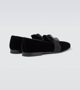 Manolo Blahnik Carlton embellished velvet loafers