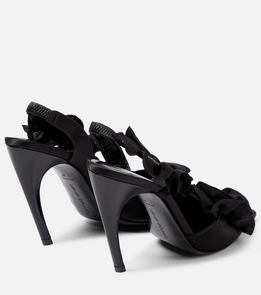 Nensi Dojaka Ruffled satin slingback pumps
