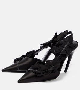 Nensi Dojaka Ruffled satin slingback pumps