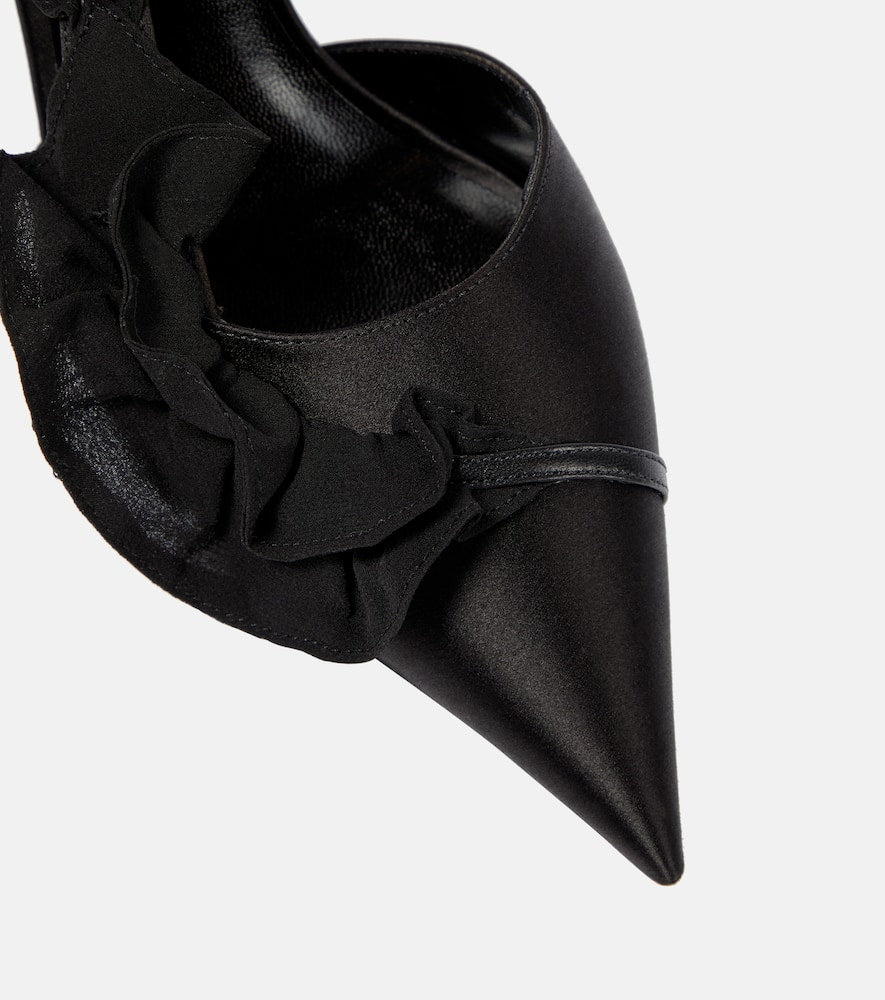 Nensi Dojaka Ruffled satin slingback pumps