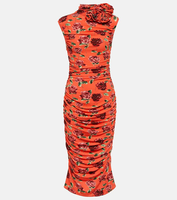 Magda Butrym Floral-appliqué printed midi dress