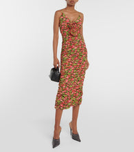 Magda Butrym Floral-appliqué ruched jersey midi dress