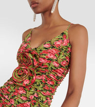 Magda Butrym Floral-appliqué ruched jersey midi dress
