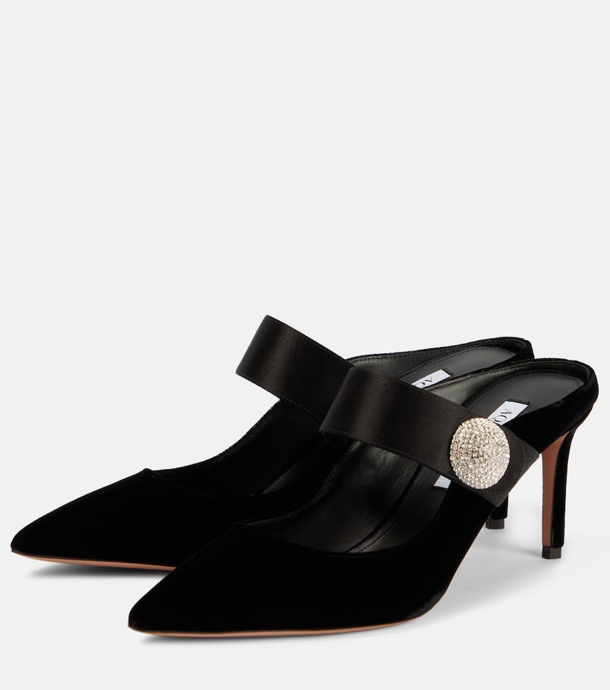 Aquazzura Macaron embellished velvet mules