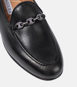 Aquazzura Tasslimo embellished leather loafers