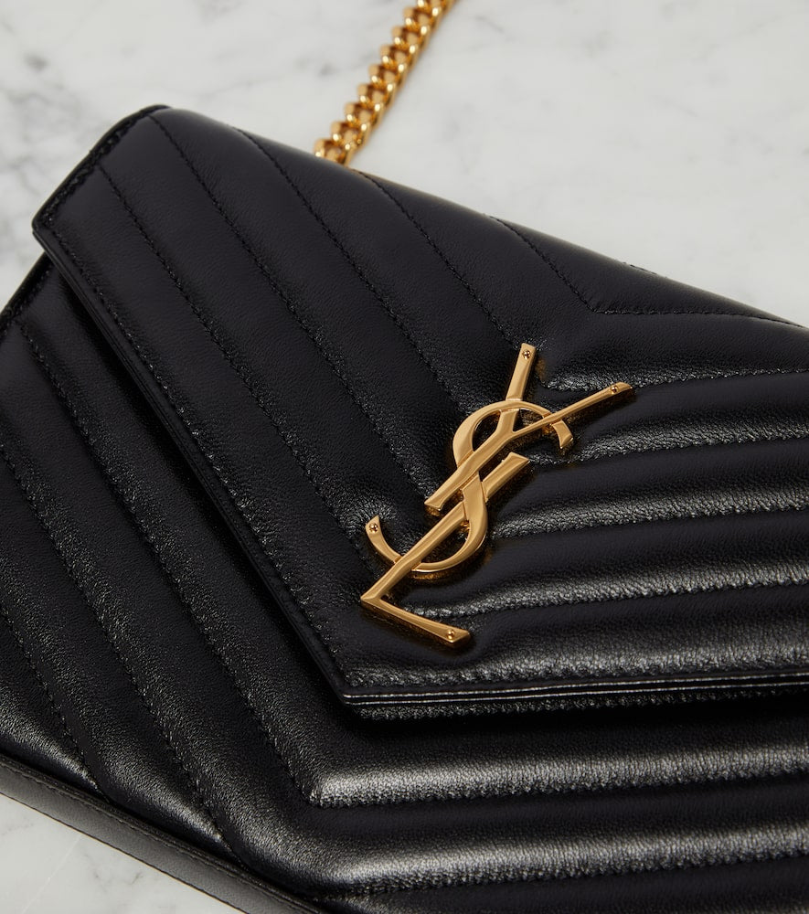Saint Laurent Cassandre matelass√É¬© leather wallet on chain