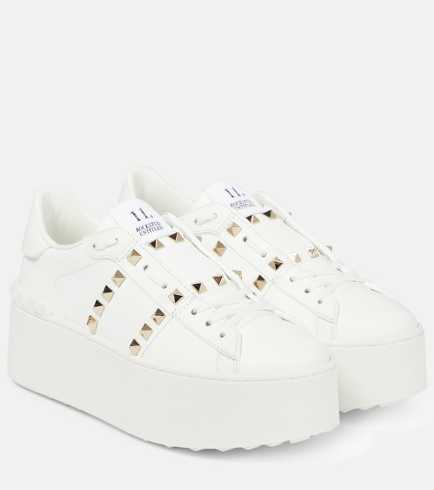 Valentino Garavani Rockstud Untitled leather platform sneakers - Valentino Garavani Rockstud Untitled 皮革厚底运动鞋