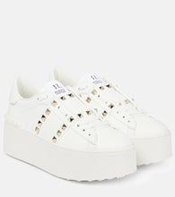 Valentino Garavani Rockstud Untitled leather platform sneakers - Valentino Garavani Rockstud Untitled 皮革厚底运动鞋