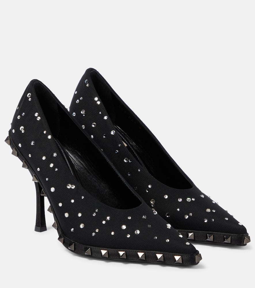 Valentino Garavani Rockstud and crystal embellished pumps