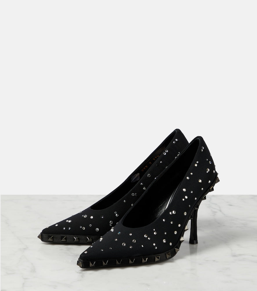 Valentino Garavani Rockstud and crystal embellished pumps