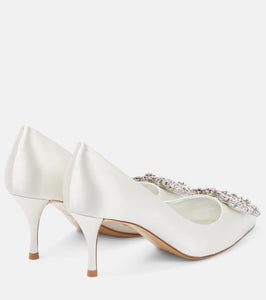 Roger Vivier Flower Strass embellished satin pumps
