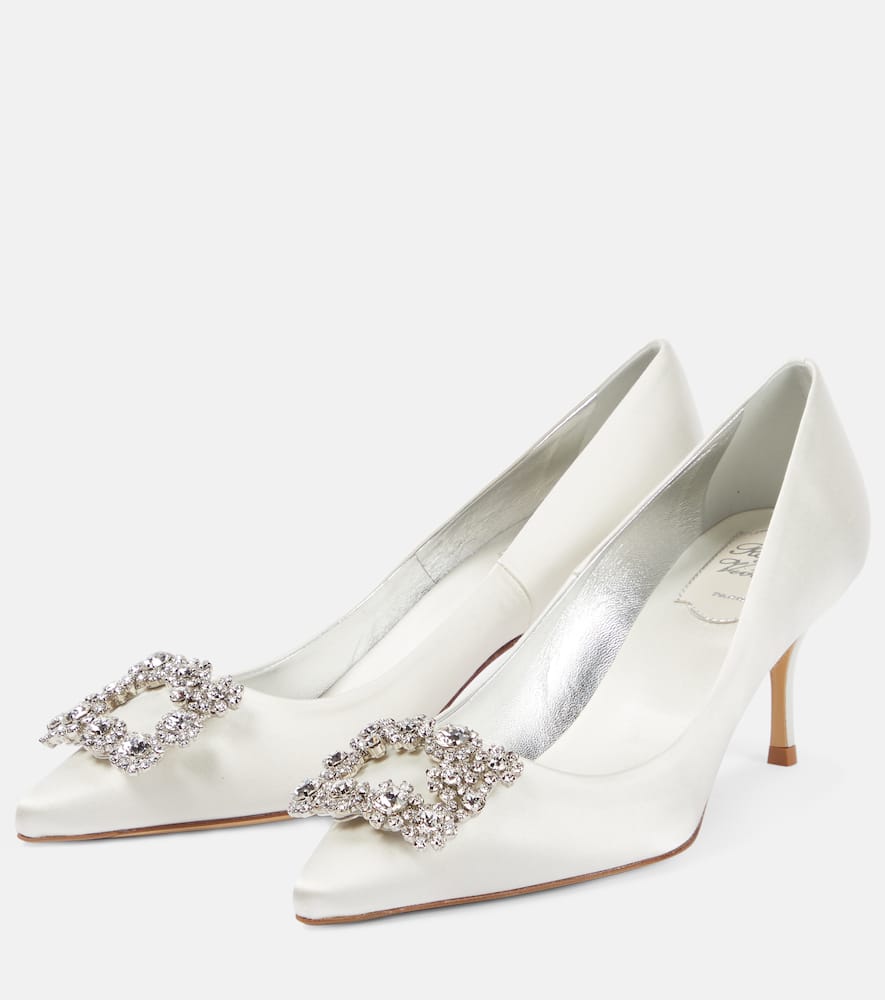 Roger Vivier Flower Strass embellished satin pumps