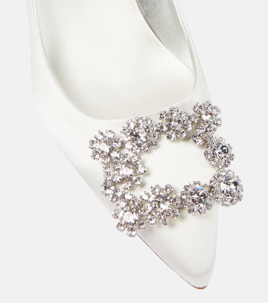 Roger Vivier Flower Strass embellished satin pumps