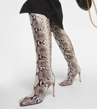 Gianvito Rossi Snake-effect leather over-the-knee boots