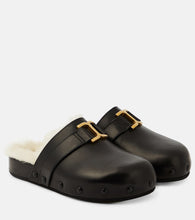 Chloe Marcie leather and shearling slippers