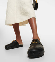 Chloe Marcie leather and shearling slippers