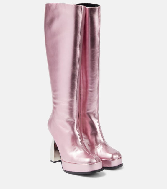Nodaleto Angel metallic leather knee-high boots