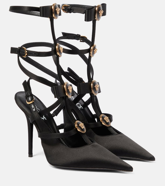 Versace Medusa caged satin pumps