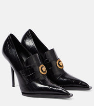 Versace Croc-effect patent leather pumps