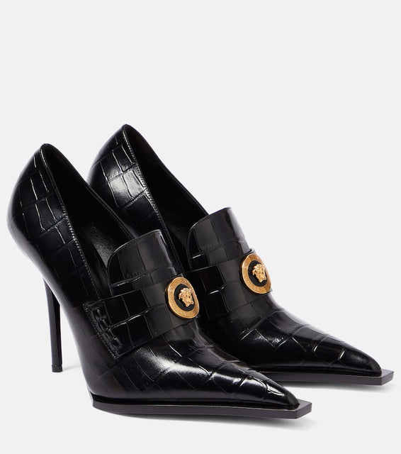 Versace Croc-effect patent leather pumps