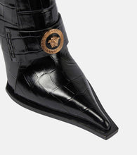 Versace Croc-effect patent leather knee-high boots