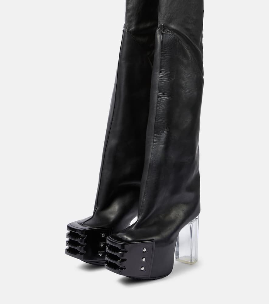 Rick Owens Platform leather over-the-knee boots