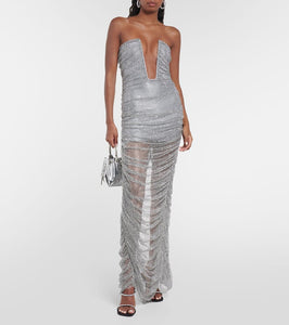 Giuseppe di Morabito Embellished bustier mesh gown