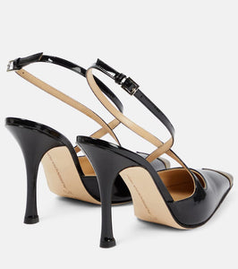Alessandra Rich Paneled patent leather pumps