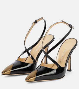 Alessandra Rich Paneled patent leather pumps