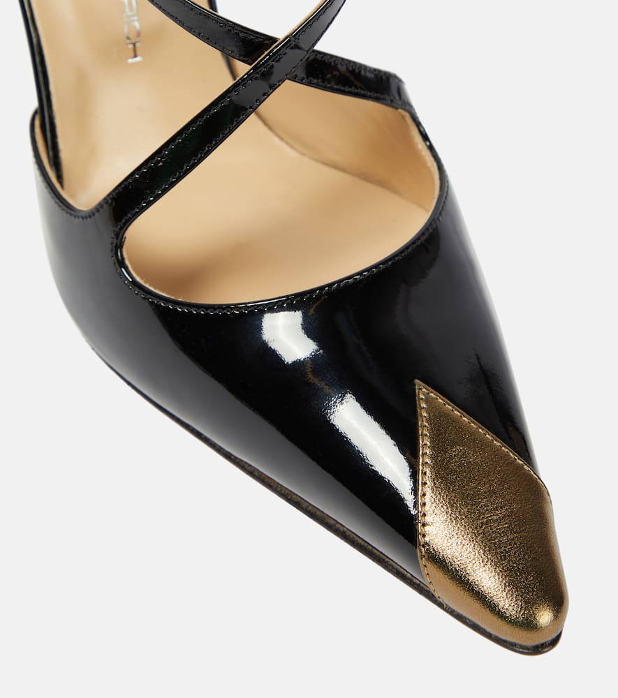 Alessandra Rich Paneled patent leather pumps