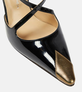 Alessandra Rich Paneled patent leather pumps