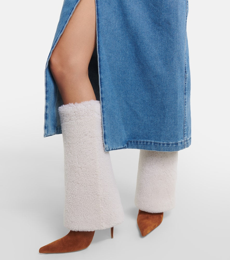 Magda Butrym Shearling and suede knee-high boots