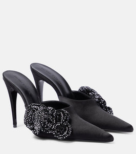 Magda Butrym Floral-appliqu√É¬© embellished satin mules