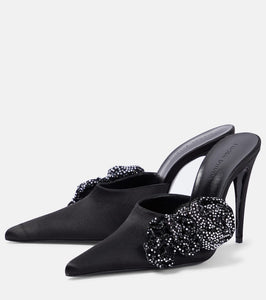 Magda Butrym Floral-appliqu√É¬© embellished satin mules