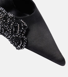 Magda Butrym Floral-appliqu√É¬© embellished satin mules