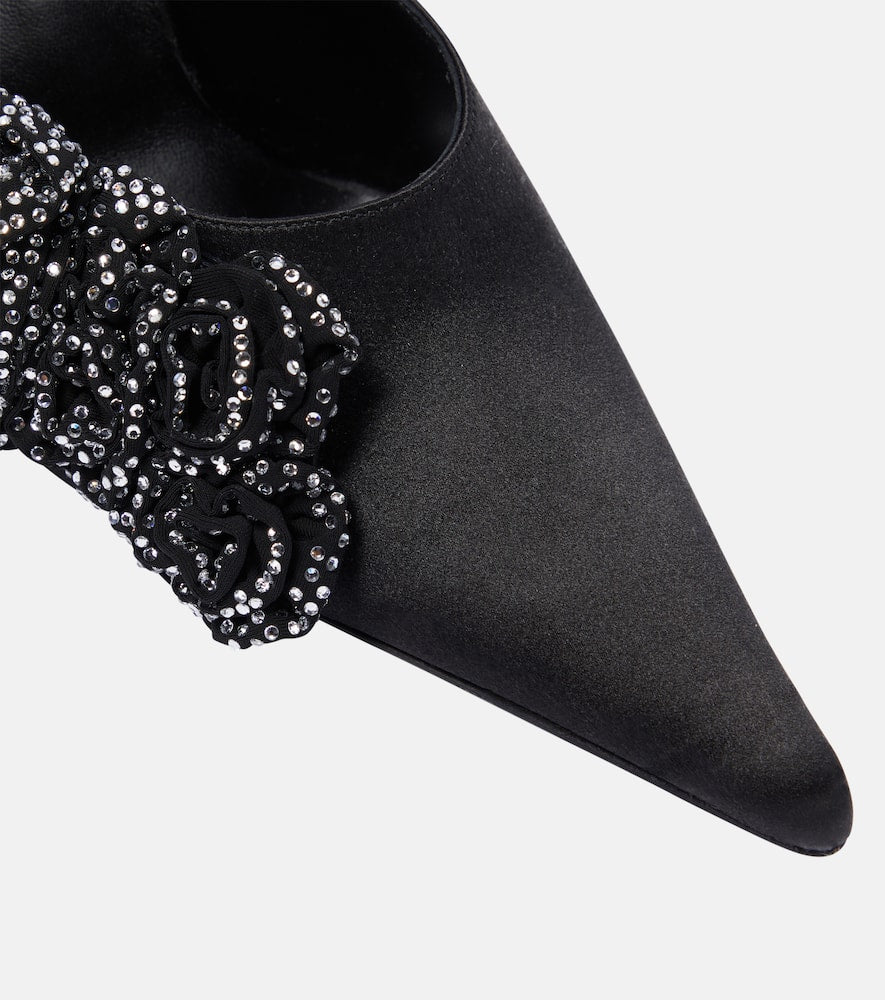 Magda Butrym Floral-appliqu√É¬© embellished satin mules