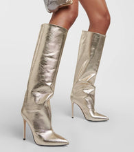 Paris Texas Metallic leather knee-high boots