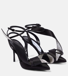 Area X Sergio Rossi embellished satin slingback pumps