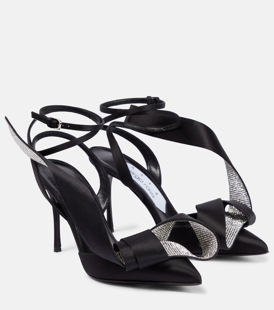 Area X Sergio Rossi embellished satin slingback pumps