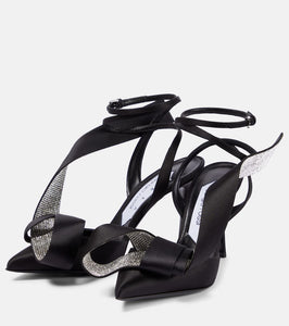Area X Sergio Rossi embellished satin slingback pumps