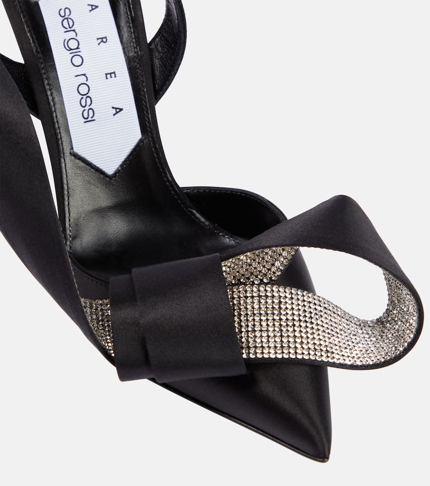 Area X Sergio Rossi embellished satin slingback pumps
