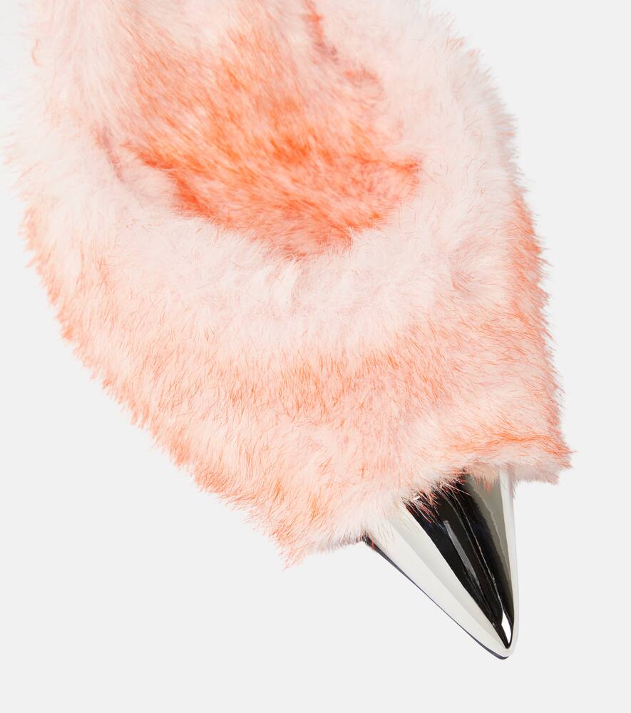 Area Dagger faux fur-trimmed pumps