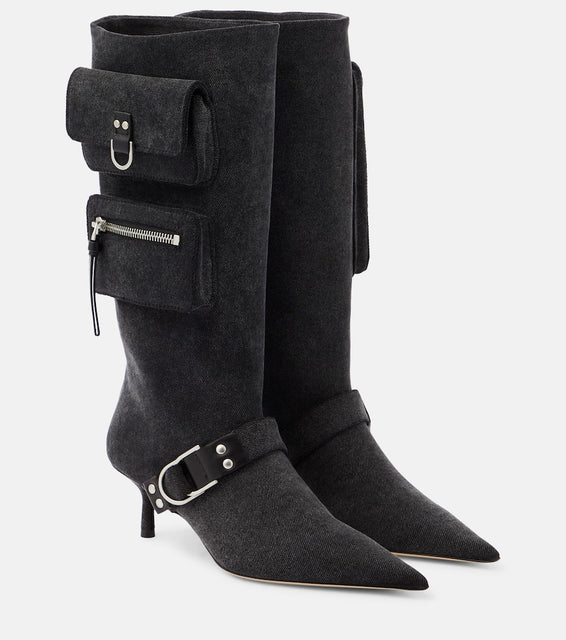 Blumarine Jeanne denim knee-high boots