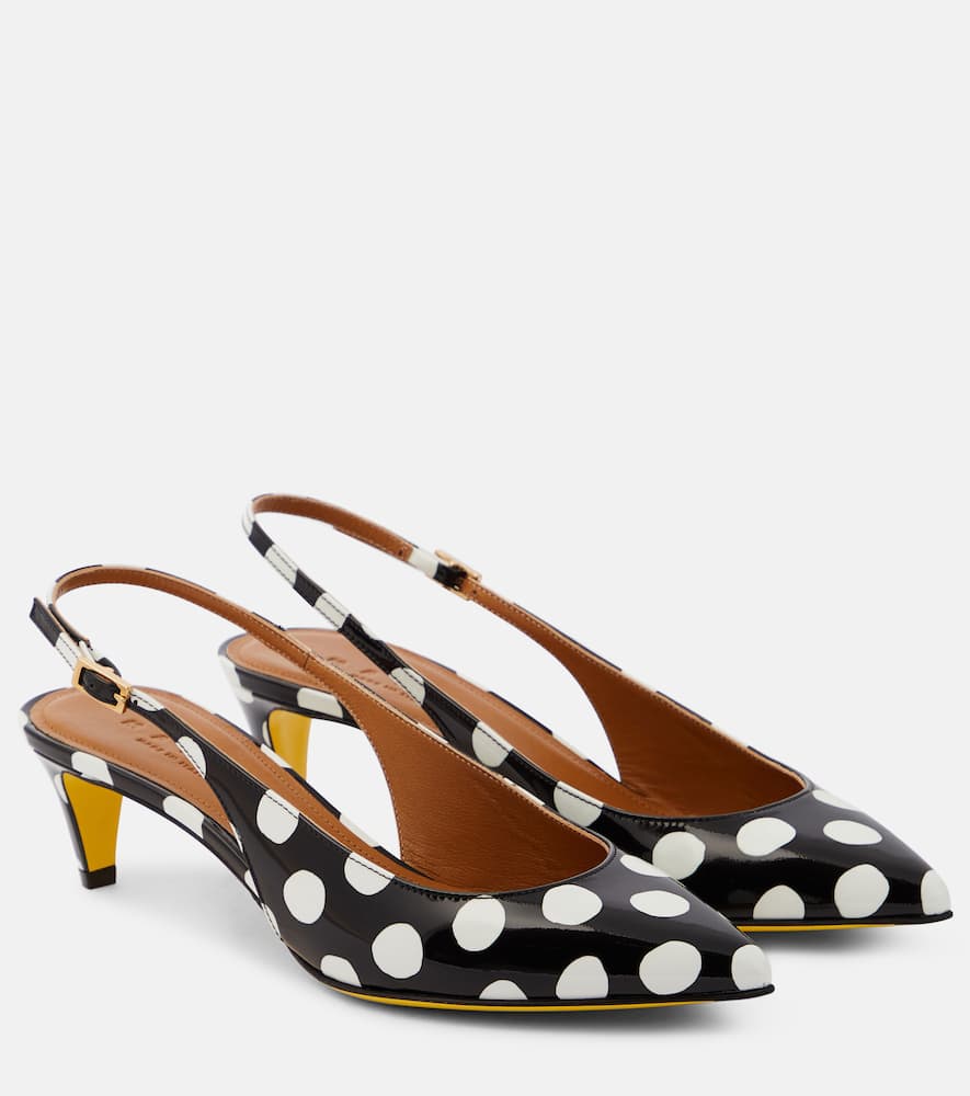 Marni Polka-dot patent leather slingback pumps