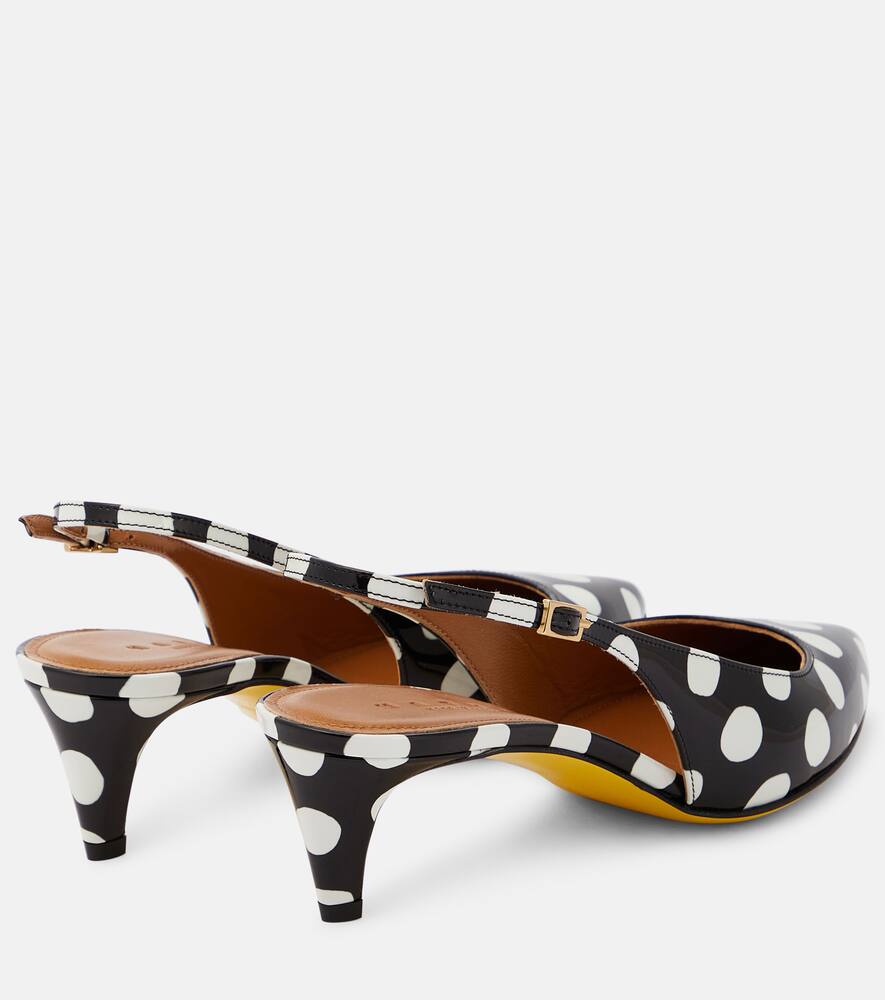 Marni Polka-dot patent leather slingback pumps