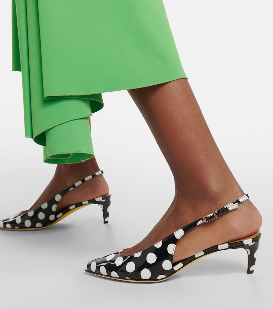 Marni Polka-dot patent leather slingback pumps