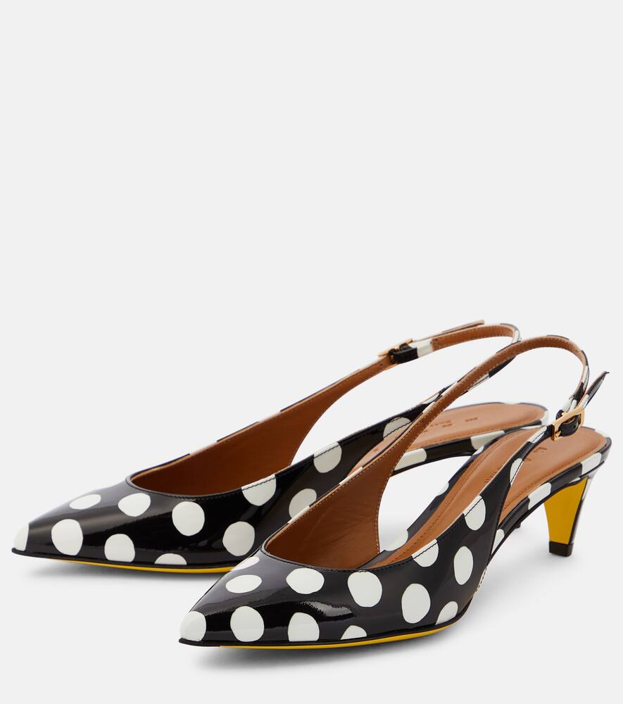 Marni Polka-dot patent leather slingback pumps