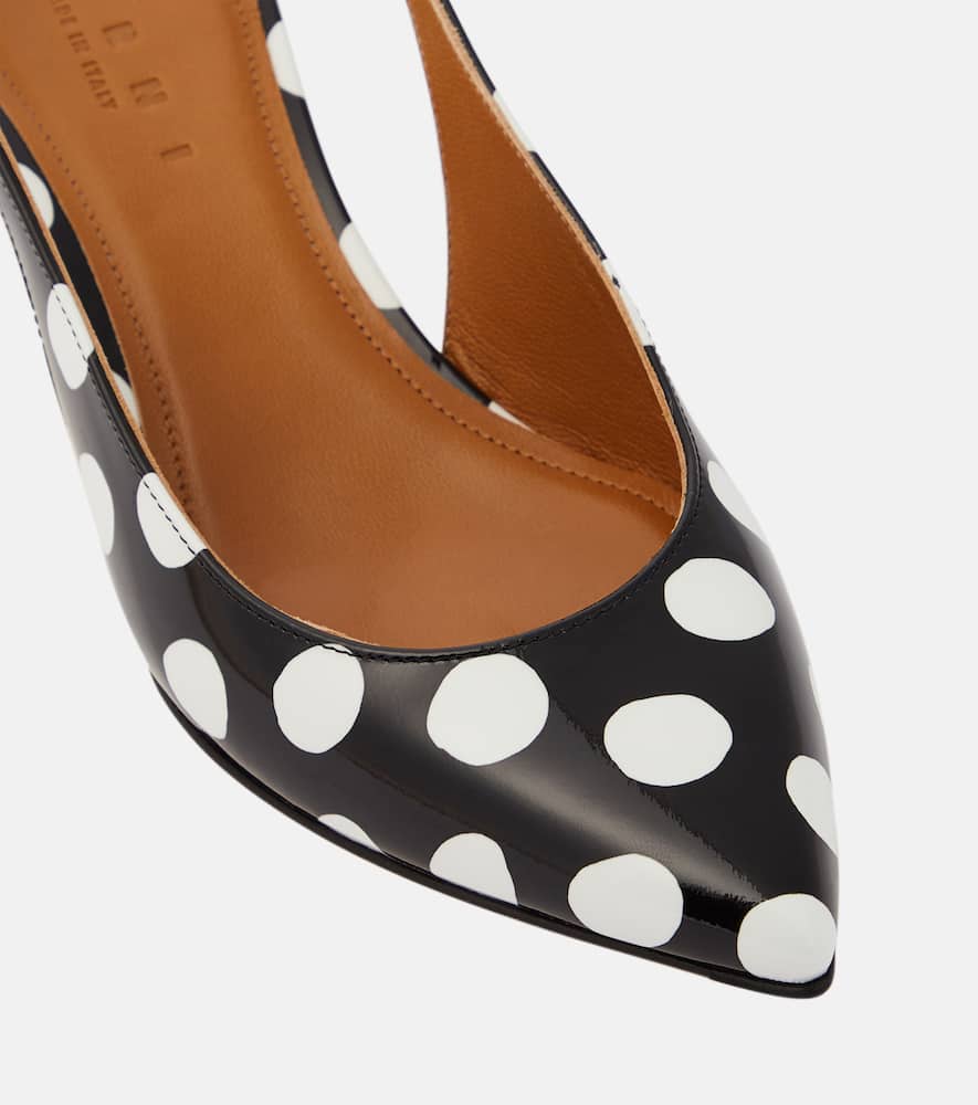 Marni Polka-dot patent leather slingback pumps