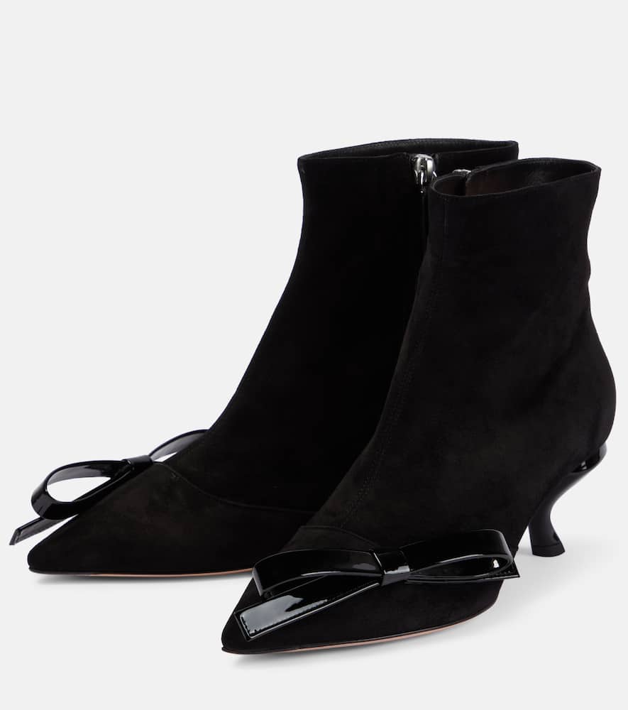 Roger Vivier Virgule Bow suede ankle boots