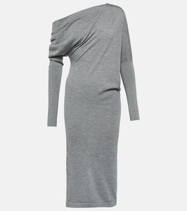 Tom Ford Off-shoulder cashmere and silk midi dress